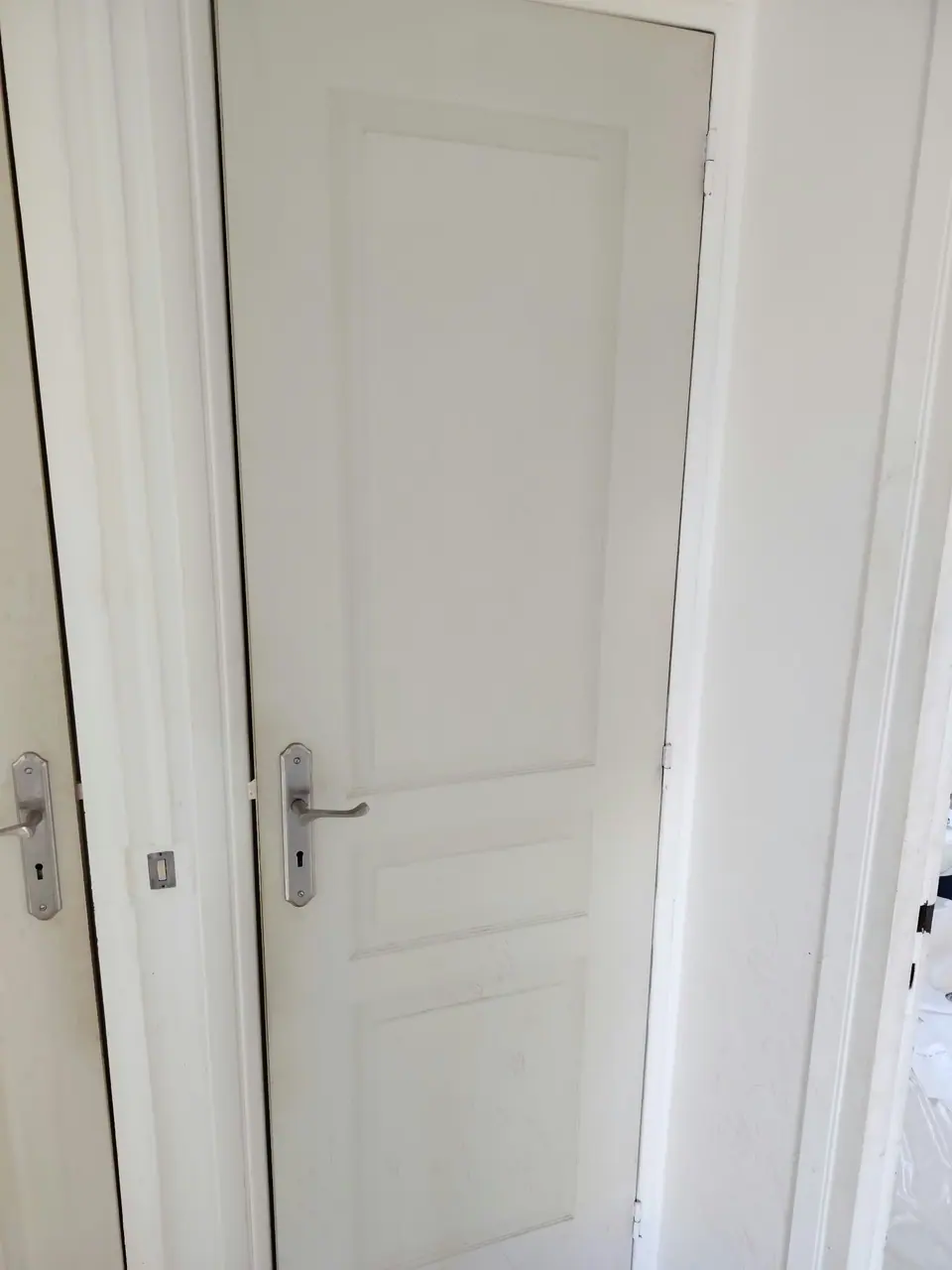 Portes moulurées repeintes en blanc